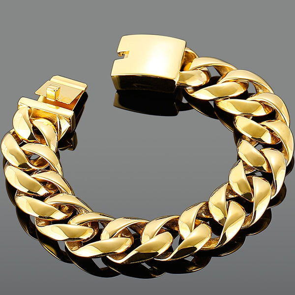 Luxury Gold Plated Stainless Steel On Hand Bands Bracelets For Men