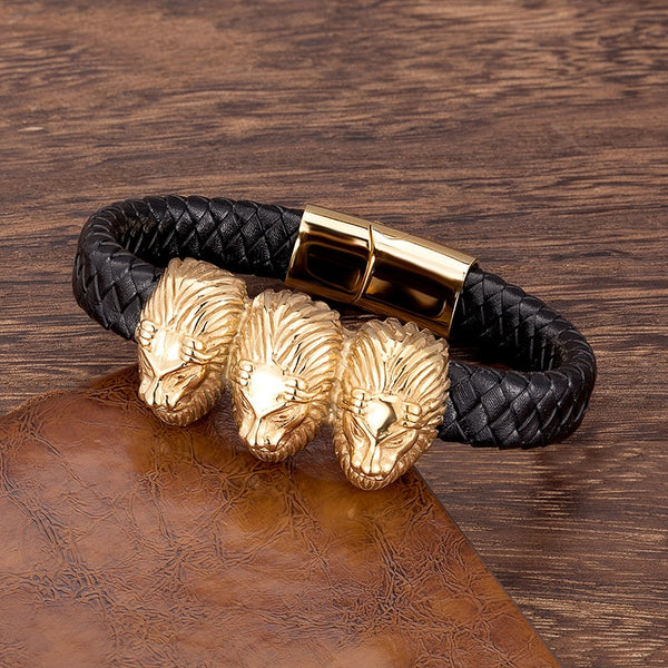 Pulsera de hombre de moda de lujo con cuerda trenzada y cierre magnético de acero inoxidable.