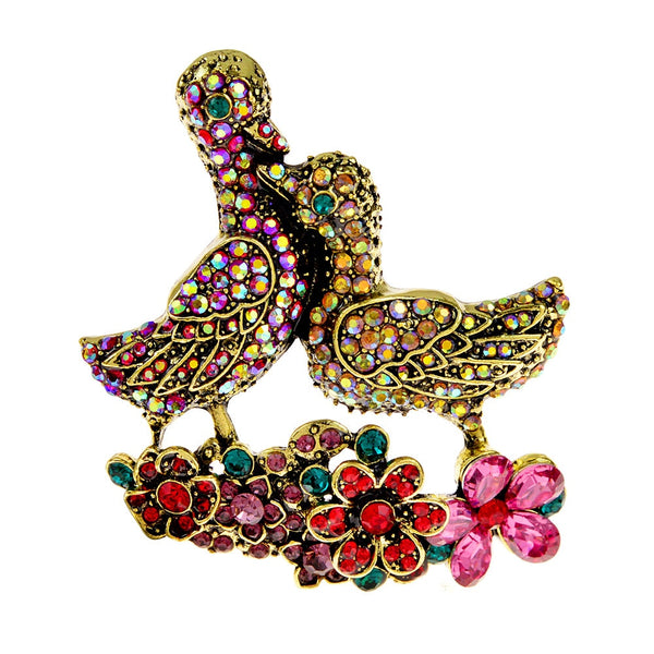 Broches de pato con diamantes de imitación para mujer