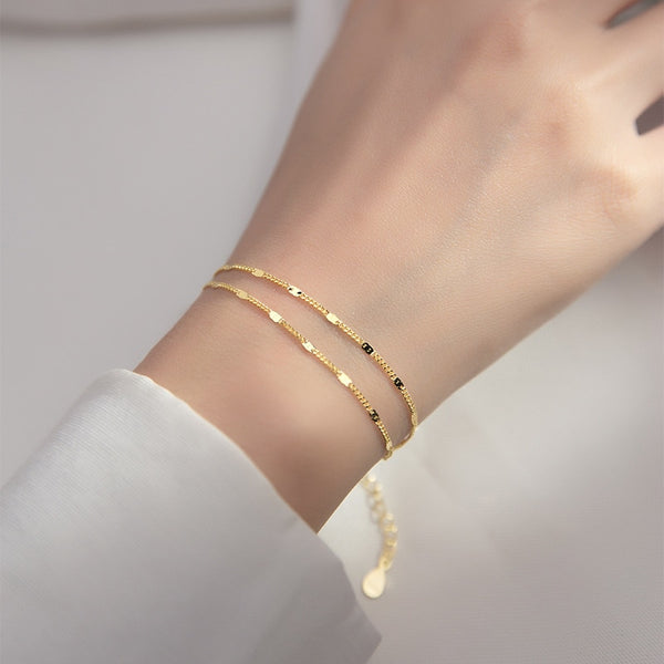 Pulsera de cadena de doble capa de acero inoxidable para mujer