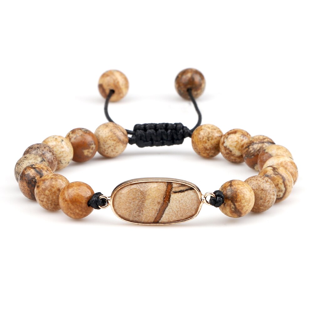 8mm Natural Stone Brown Gold Color Tiger Eye Agat Round Beads Bracelets