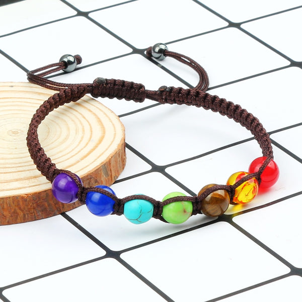 Pulseras de cuentas de piedra natural de 7 chakras para yoga, para mujeres y hombres, para equilibrar
