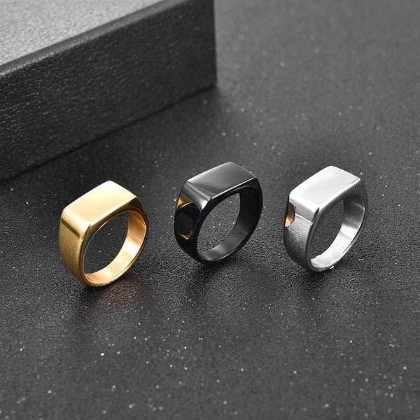 Punk Men Ring Square 316L Stainless Steel Jewelry Customize Rings