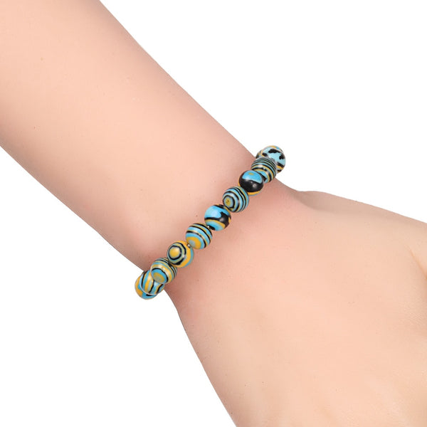 Pulseras de piedra natural de malaquita de 8 mm con cuentas coloridas y energía de chakras