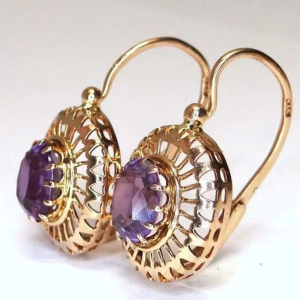 Pendientes de clip con diseño hueco y incrustaciones de circonita cúbica para mujer