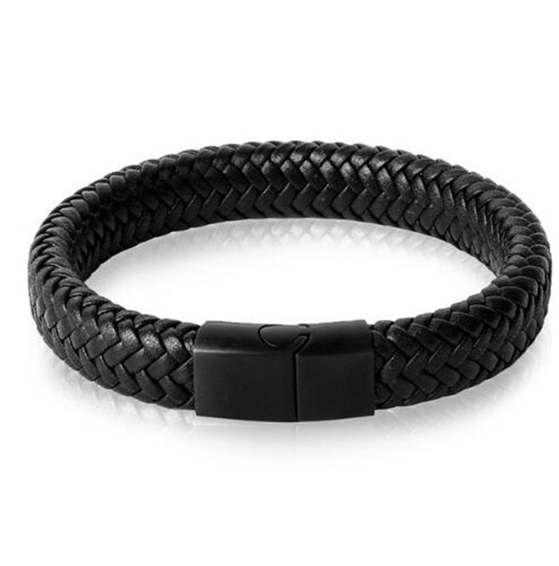 Black Braided Leather Wrap Bracelet for Men Infinity Bracelet