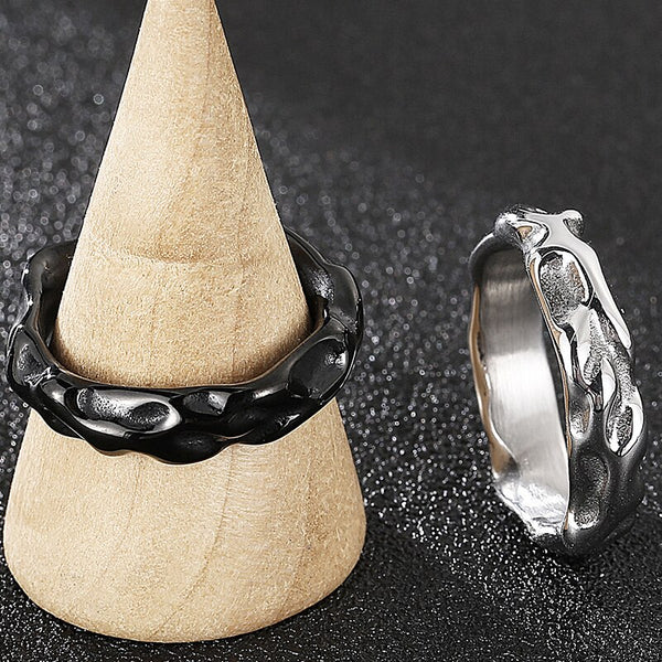 Anillo de acero inoxidable para hombre con diseño de rock and roll