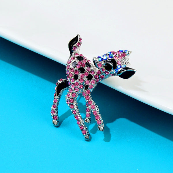 Rhinestone Running Deer Brooches For Women
