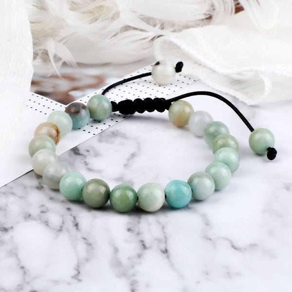 Pulseras de cuentas de cuarzo y amazonita para mujer