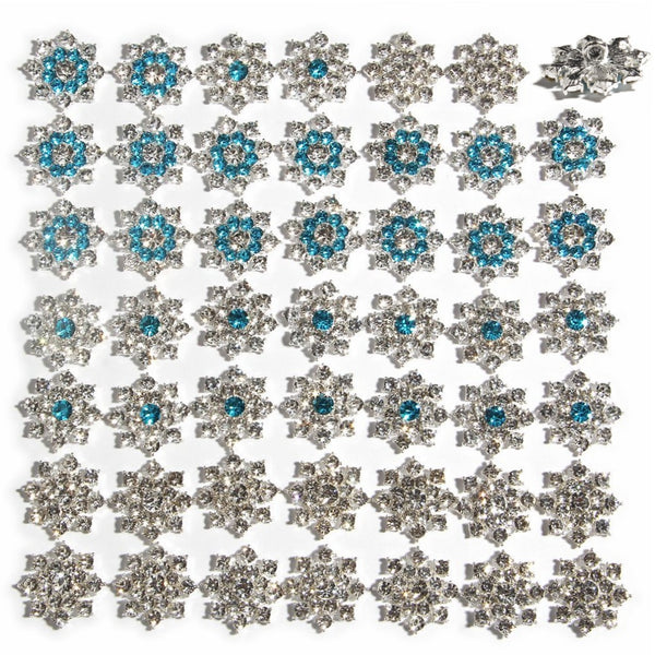 10 botones de copo de nieve de cristal de 2,3 cm (0,88") para coser, manualidades, adornos, flores con vástago trasero y accesorios para el cabello.