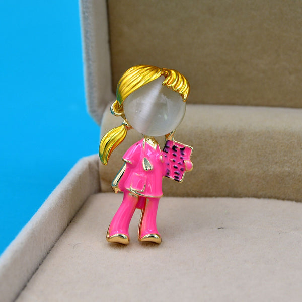Pink Blue Enamel Doctor Pin Cute Nurse Brooches For Women