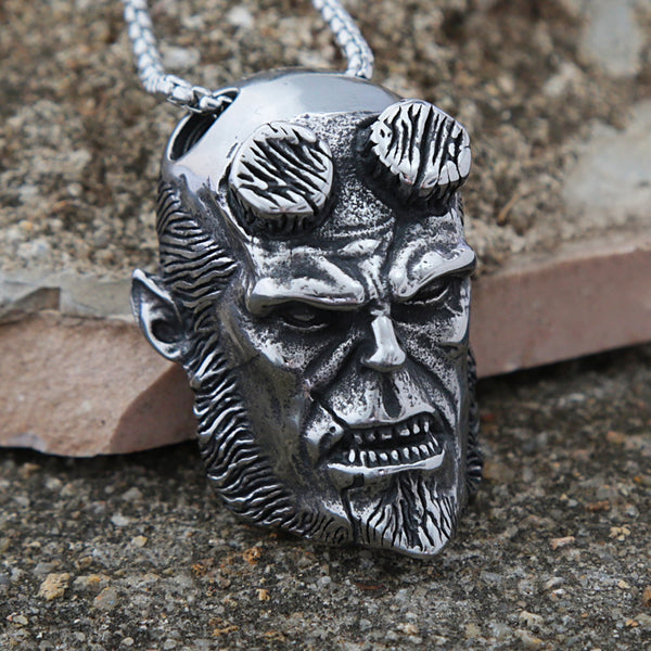 Punk Hip Hop Stainless Steel Hellboy Pendant Necklace Fashion Rock Men