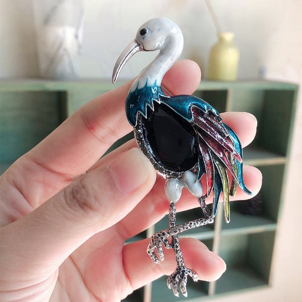 Pretty Red-crowned crane brooch For Woman
