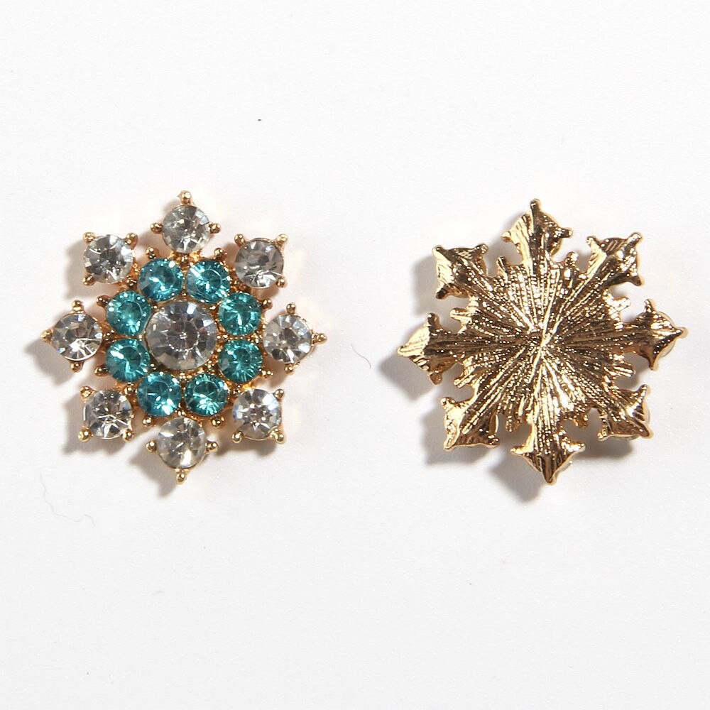 200PCS 2.3cm Crystal Rhinestone Snowflake Buttons DIY Accessories