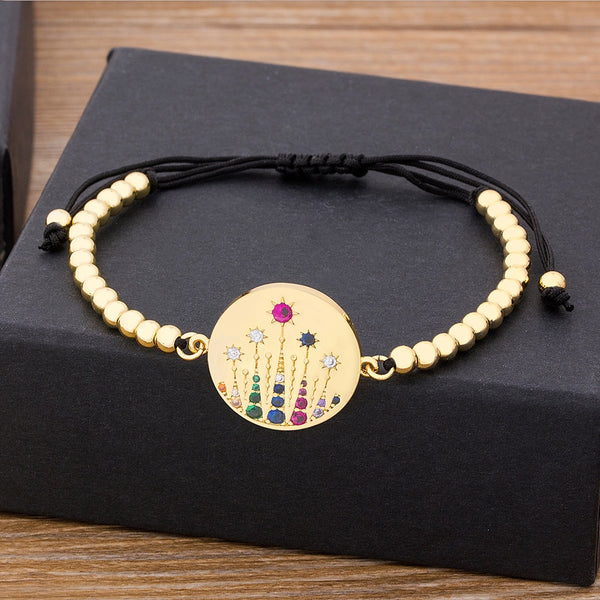 Pulsera de flores ajustable con circonitas cúbicas de moda para mujer