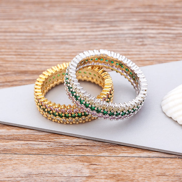 Anillos de cobre y circonita de 2 colores recién llegados