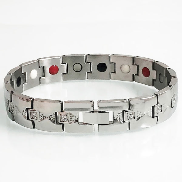 Pulsera de acero inoxidable para hombre y mujer, con iones negativos de germanio, accesorios para la muñeca.