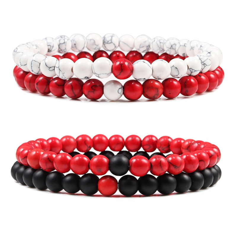 Lucky Red Tibetan Buddhist Natural Stone Beaded Bracelets Set 7 Chakra Bracelets