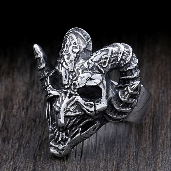 Anillo gótico de demonio Lucifer retro Satán para hombre
