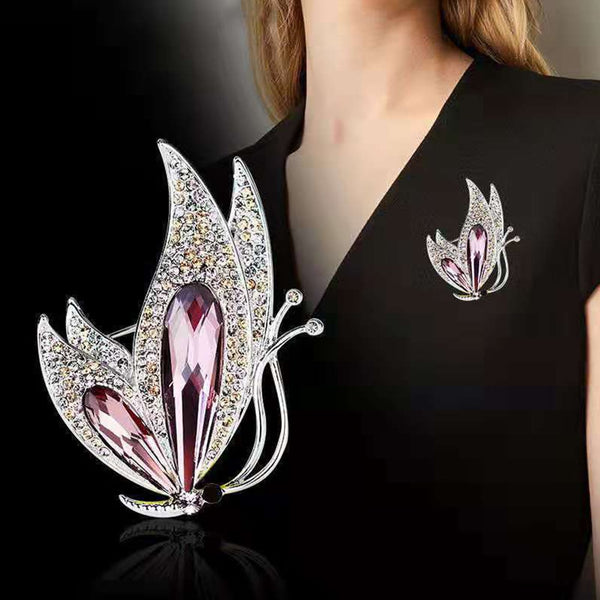 Butterfly Brooch Women Alloy Ornament Crystal Brooch