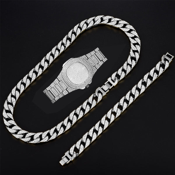 Men Chain Neklace Men Hip-Hop Chains Gold Chain Studded Large Heavy Cuban Chain