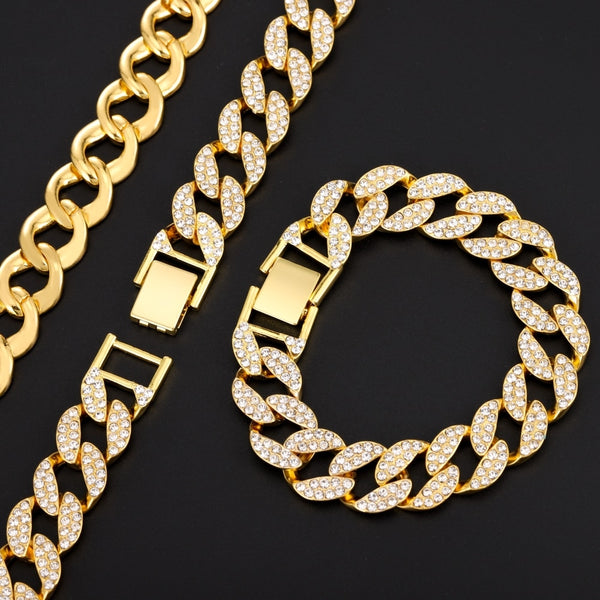 Luxury Fashion Rhinestone Bracelet Women Men Hiphop Cuban Link Bracelets