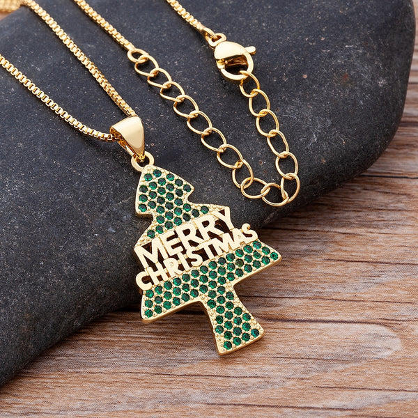 Collar con cadena dorada y colgante de alce con campana de árbol de Navidad, nuevo diseño de regalo navideño