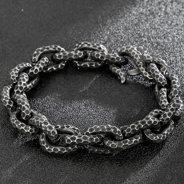 Pulsera vintage para hombre, de acero inoxidable 316L, con cadena de eslabones, ideal para hombres y niños.