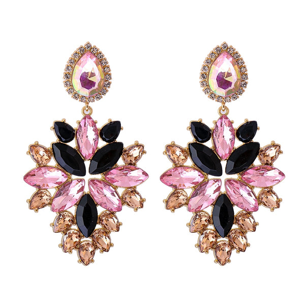 Pendientes colgantes de diamantes de imitación de colores, de alta calidad, con cristales llamativos para mujer.