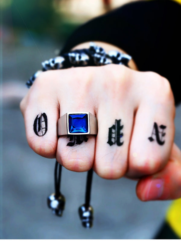 Anillo de titanio de soldado de acero para hombre