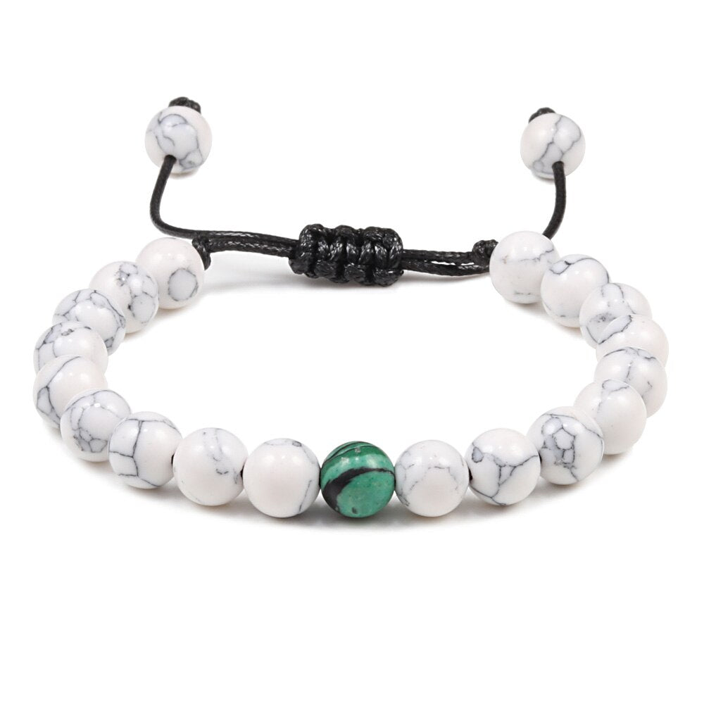 Couple Distance Natural Stone Braided Bracelets Green Malachite Bracelet For Women Men