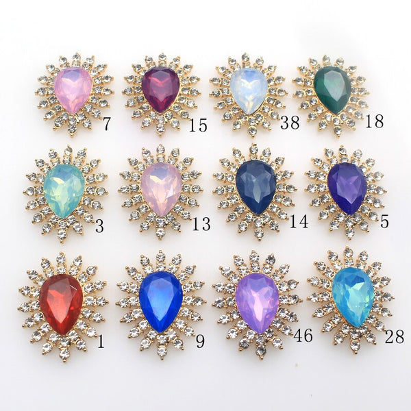 New Alloy Drop-Shaped Hollow Rhinestone Buttons 5Pcs/Lot