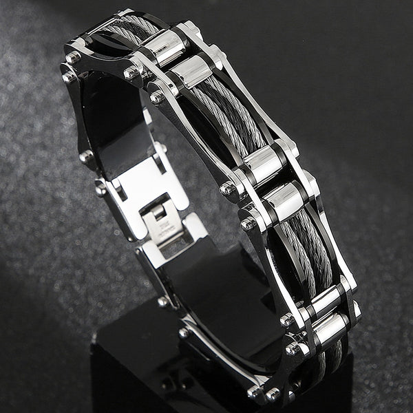16MM Twist Chain Bracelet Man Cool Black Heavy Stainless Steel Men's Bracelets