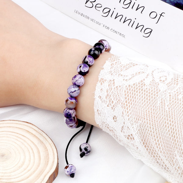 Pulsera de ágata natural de 8 mm para hombre y mujer, con cuentas de cuarzo y chakras.
