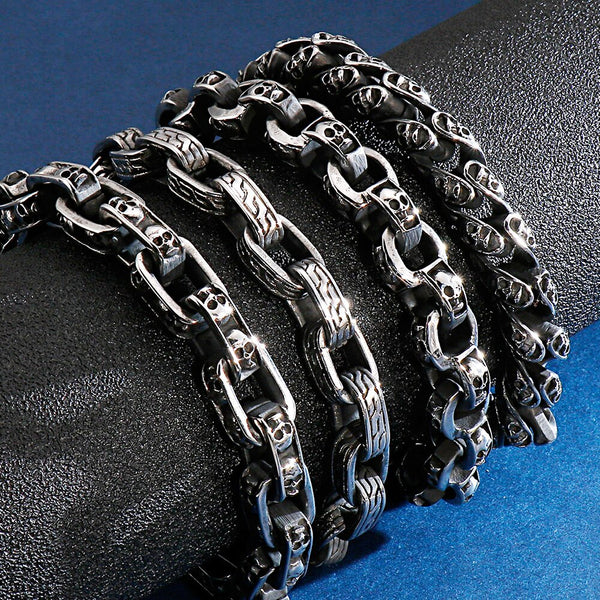 Gothic Skull Head  Link Chain Bracelet For Men