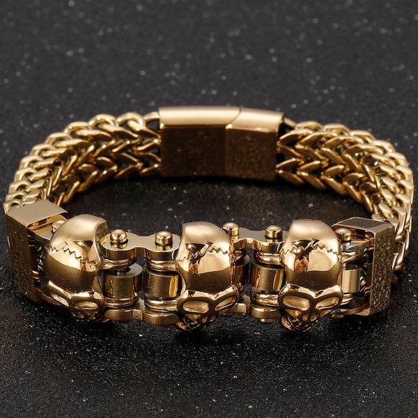 Pulsera de cadena de acero inoxidable chapada en oro para hombre