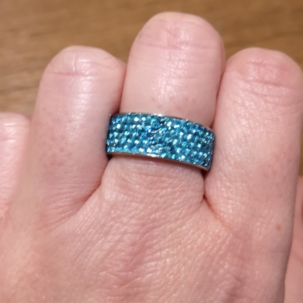 316L stainless steel Womens Wedding rings CZ Crystal Pave Rings