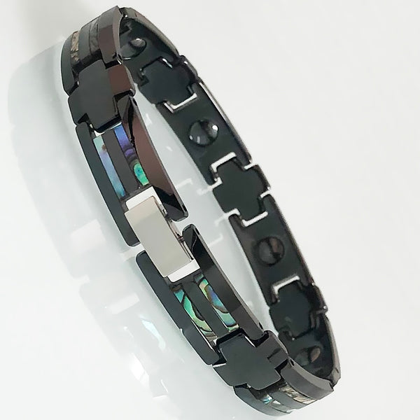 Pulseras de cerámica negra para hombre, brazalete de concha natural de lujo.
