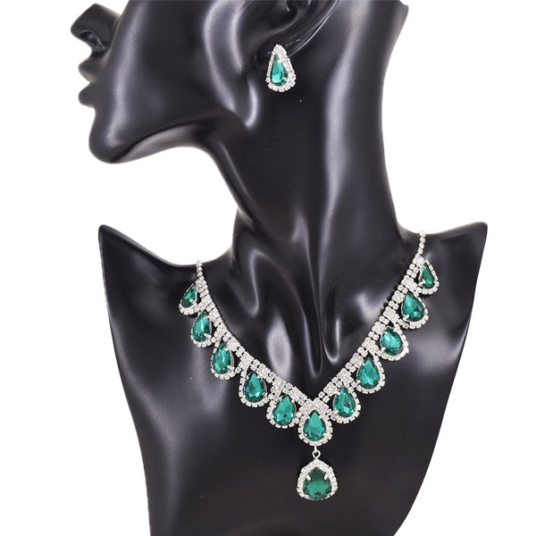 Chromatic Party Celebration Graduation wedding Evening Jewelry Choker Necklace Earring Set