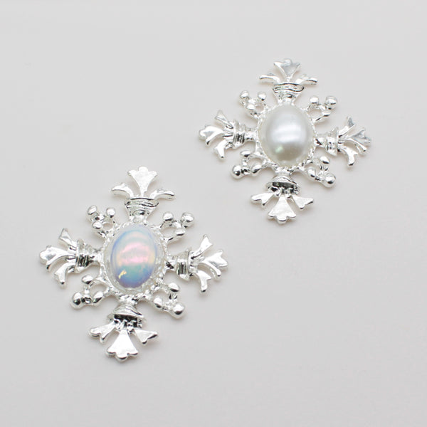 Fashion 5Pcs/Lot42*50MM Flat Alloy Oval Pearl Button  DIY Sewing Buttons