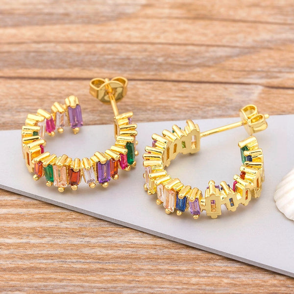 Pendientes femeninos de lujo con circonitas de cristal