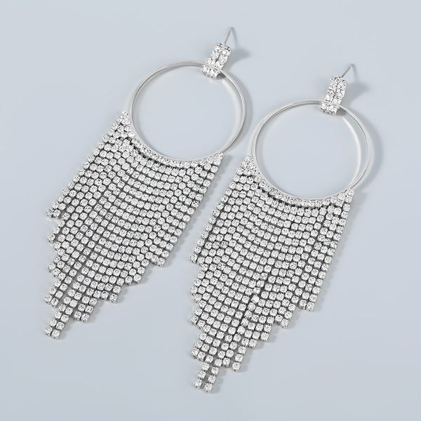 Pendientes Pauli Manfi de metal con borlas y diamantes de imitación para mujer