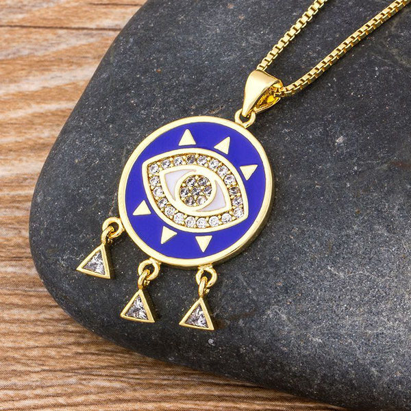 Collar de lujo con colgante de ojo turco malvado para mujer