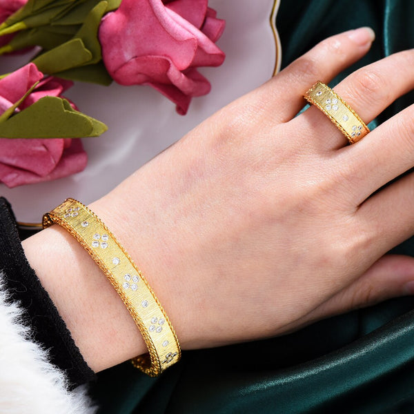 Luxury Trendy Saudi Arabia Bangle Ring Set Jewelry Sets For Women