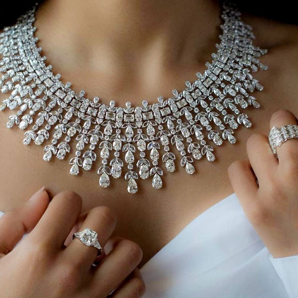 4PCS Luxury WATERDROP Big Statement Jewelry set For Women