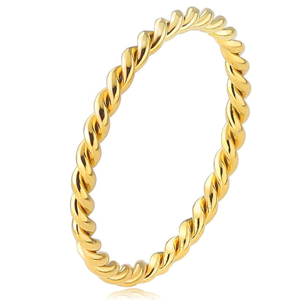 Anillo de boda de acero inoxidable con diseño de cuerda de nudillos de 2 mm para mujer