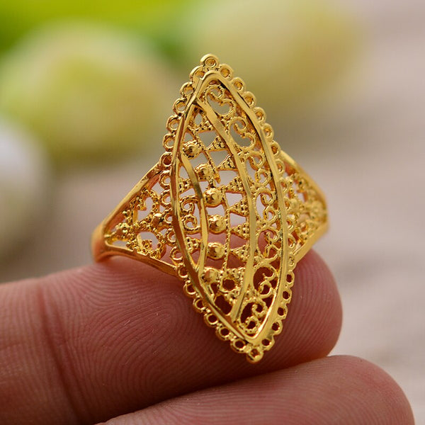 NEW African Hollow Rings for Women Men Gold Color Wedding Bands Jewelry