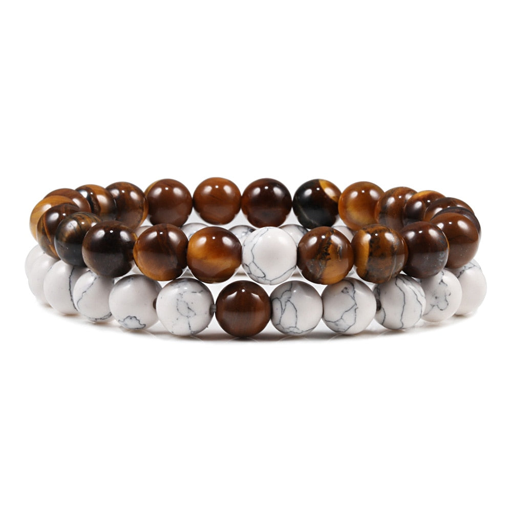 Men Bracelet Tiger Eye Stone Braided Bracelet Black Matte Natural Stone Beads Bracelet