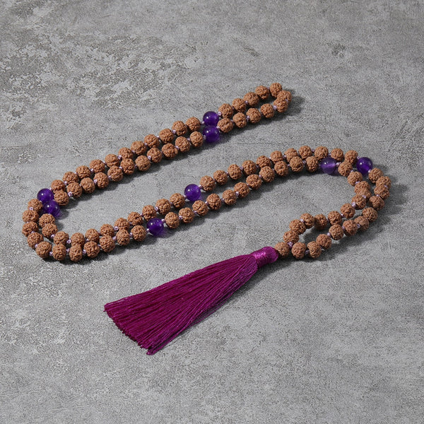 Collar anudado con 108 cuentas de Rudraksha