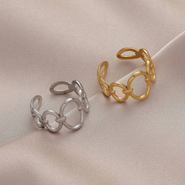 316L Stainless Steel Rings Fshion Multi-ellipse Stitching